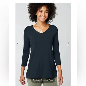 J. Jill Linen Blend V-neck Sweater Navy Blue Size XS NWOT
